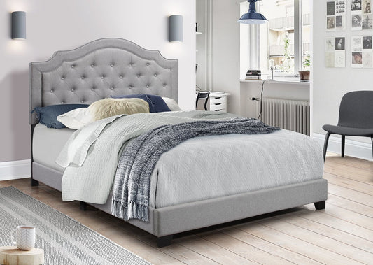 Starbed Gray Linen Modern Contemporary Solid Wood Fabric Upholstered Tufted King Bed