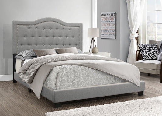 Emma Gray Modern Contemporary Solid Wood Fabric Upholstered Tufted Queen Bed