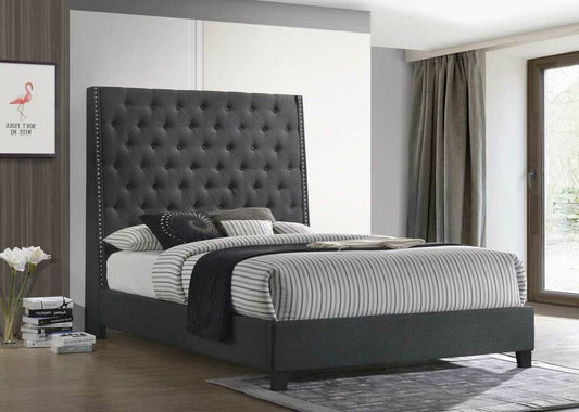 Austin Grey Linen Modern Fabric Upholstered Tufted King Bed