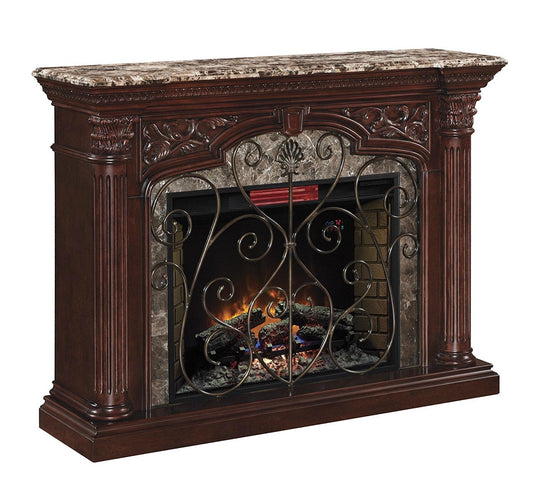 Astoria Infrared Electric Fireplace Mantel in Empire Cherry Brown Victoria Minor