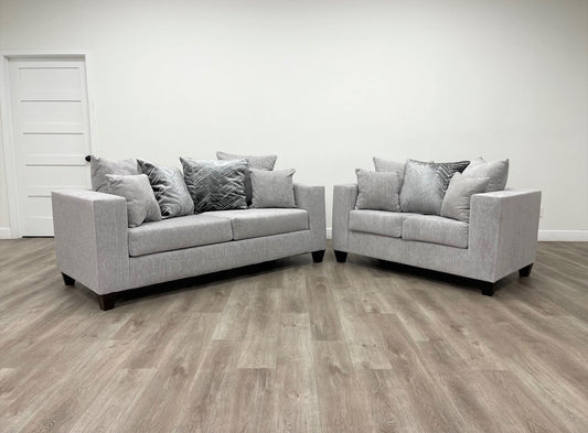 Dove Gray Modern Contemporary Fabric Sofa & Loveseat