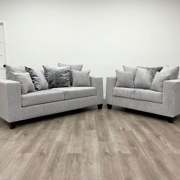 Dove Gray Modern Contemporary Fabric Sofa & Loveseat