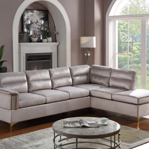 Vogue Black Modern Contemporary Solid Wood Gold Metal Legs Velvet Upholstered Sectional