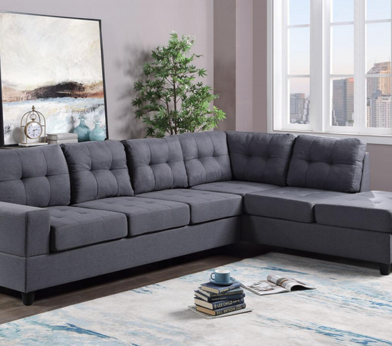 James Black Modern Contemporary Fabric Tufted Sectional