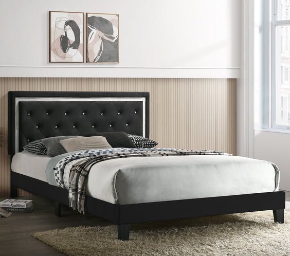 Passion Grey Velvet Platform Bed - Twin, Full, Queen, King