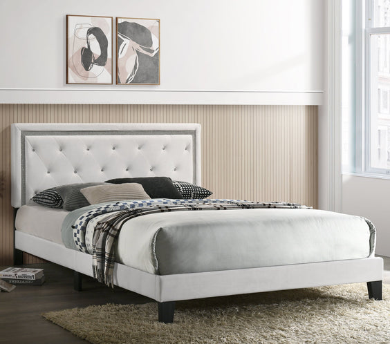 Passion Grey Velvet Platform Bed - Twin, Full, Queen, King