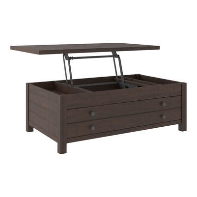 Camiburg Brown Contemporary Modern Wood Lift Top Rectangular Cocktail Table with Storage
